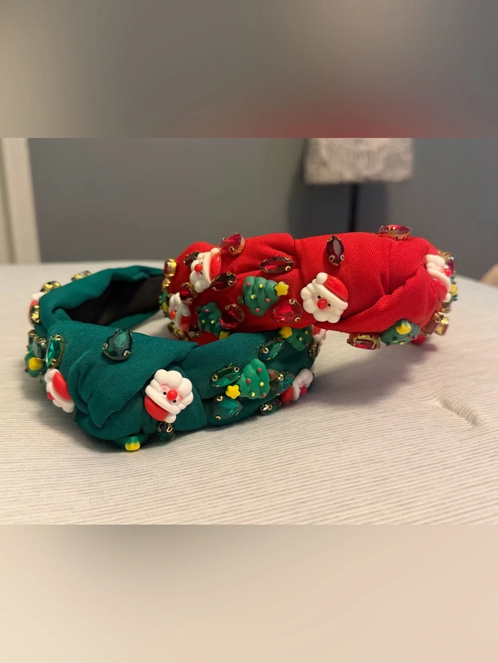 Festive Christmas Beaded Headbands - Red & Green